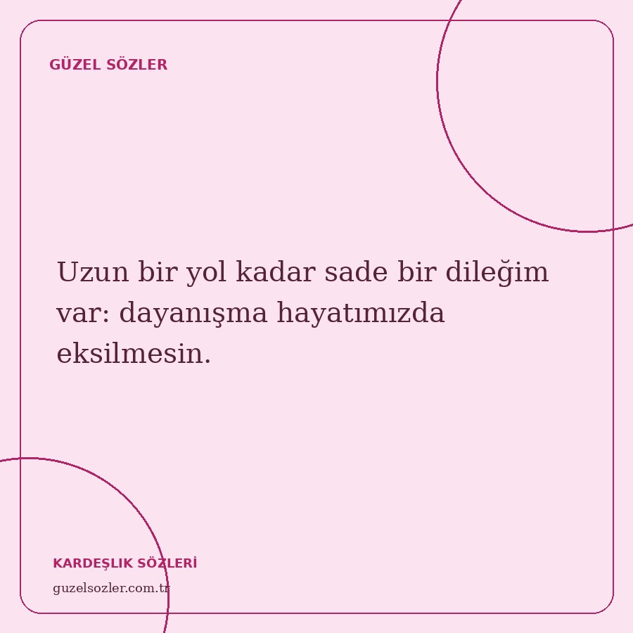 Uzun bir yol kadar sade bir dileğim var: dayanışma hayatımızda eksilmesin.