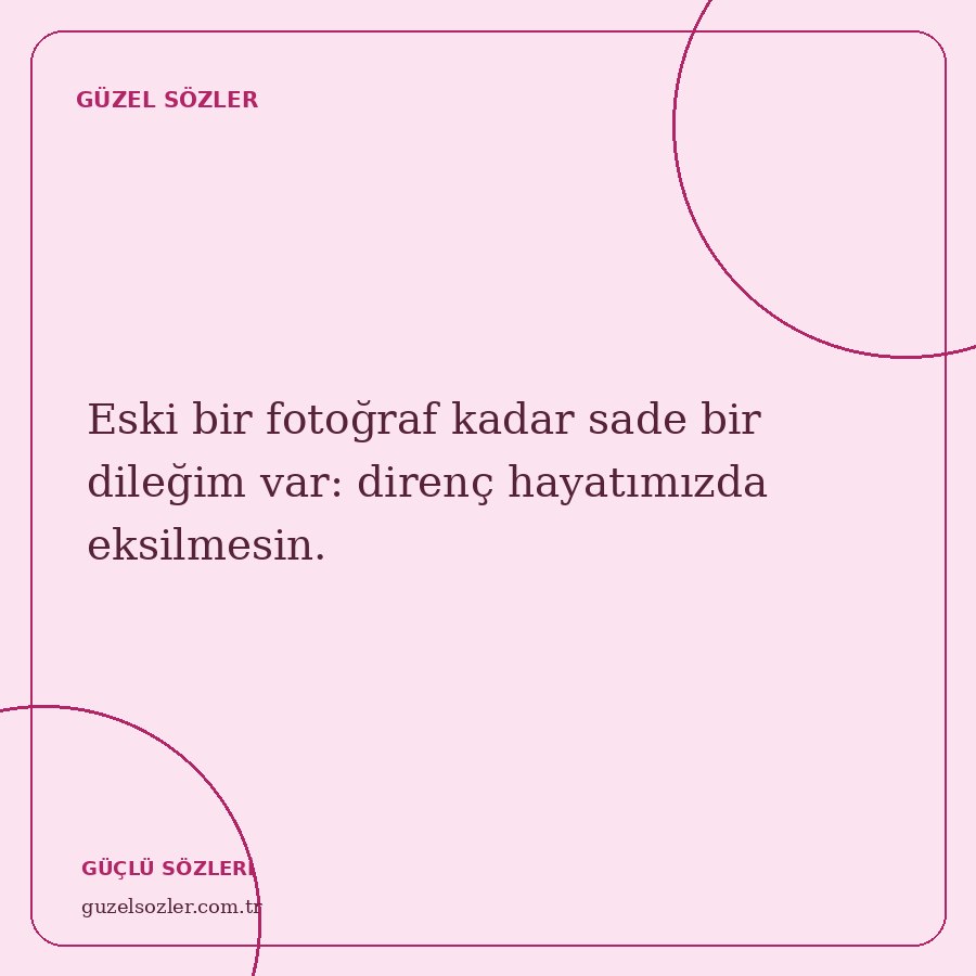Eski bir fotoğraf kadar sade bir dileğim var: direnç hayatımızda eksilmesin.